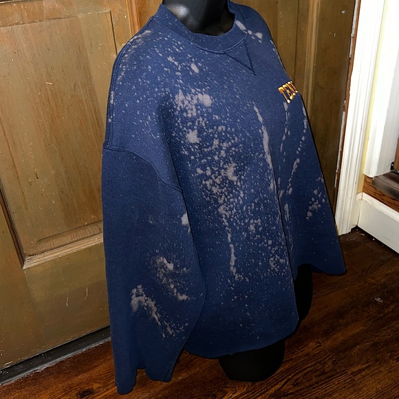 2/$30 Vintage Russell Athletic TN Navy Cropped Raw Hem Long Sleeve Pullover XL - Picture 8 of 12